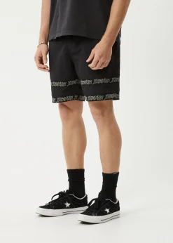 Shorts<Afends Peace Out Tape  - Elastic Waist Short Black