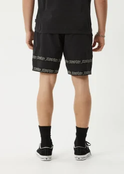 Shorts<Afends Peace Out Tape  - Elastic Waist Short Black