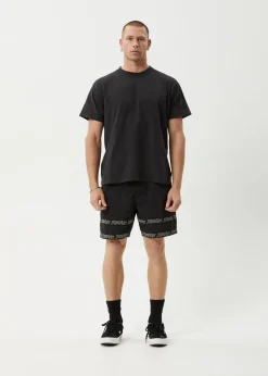 Shorts<Afends Peace Out Tape  - Elastic Waist Short Black