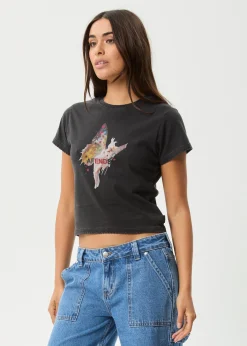 Tees & Shirts<Afends Pixie  - Baby Tee Stone Black