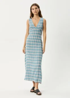Dresses<Afends Position  - Seersucker Maxi Dress Lake Check