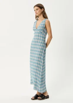 Dresses<Afends Position  - Seersucker Maxi Dress Lake Check
