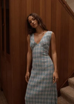 Dresses<Afends Position  - Seersucker Maxi Dress Lake Check