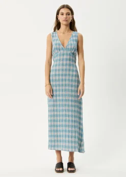 Dresses<Afends Position  - Seersucker Maxi Dress Lake Check