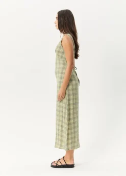 Dresses<Afends Position  - Seersucker Maxi Dress Green Check