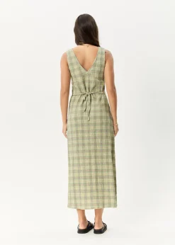 Dresses<Afends Position  - Seersucker Maxi Dress Green Check