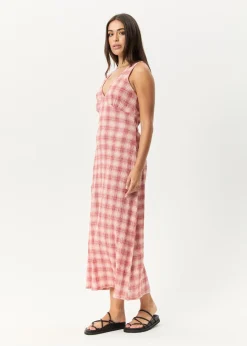 Dresses<Afends Position  - Seersucker Maxi Dress Red Check