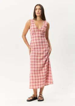 Dresses<Afends Position  - Seersucker Maxi Dress Red Check