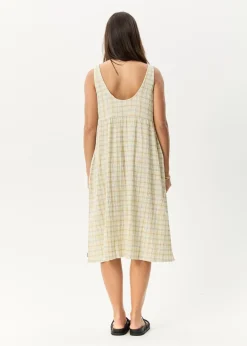 Dresses<Afends Position  - Seersucker Midi Dress Tan Check