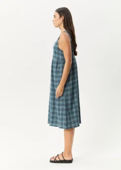 Dresses<Afends Position - Seersucker Midi Dress Navy Check