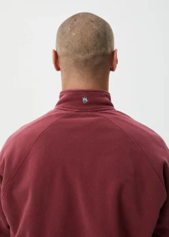 Sweaters & Hoodies|Outerwear<Afends Quartz Zip  - Raglan Quarter Zip Crew Washed Burgundy