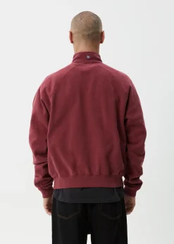 Sweaters & Hoodies|Outerwear<Afends Quartz Zip  - Raglan Quarter Zip Crew Washed Burgundy