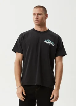 T-Shirts<Afends Reptilian  - Heavyweight Boxy Tee Stone Black