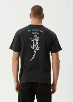 T-Shirts<Afends Reptilian  - Heavyweight Boxy Tee Stone Black