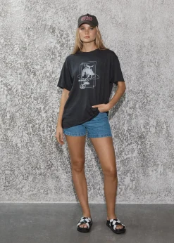 Tees & Shirts<Afends Rodeo  - Oversized Tee Stone Black