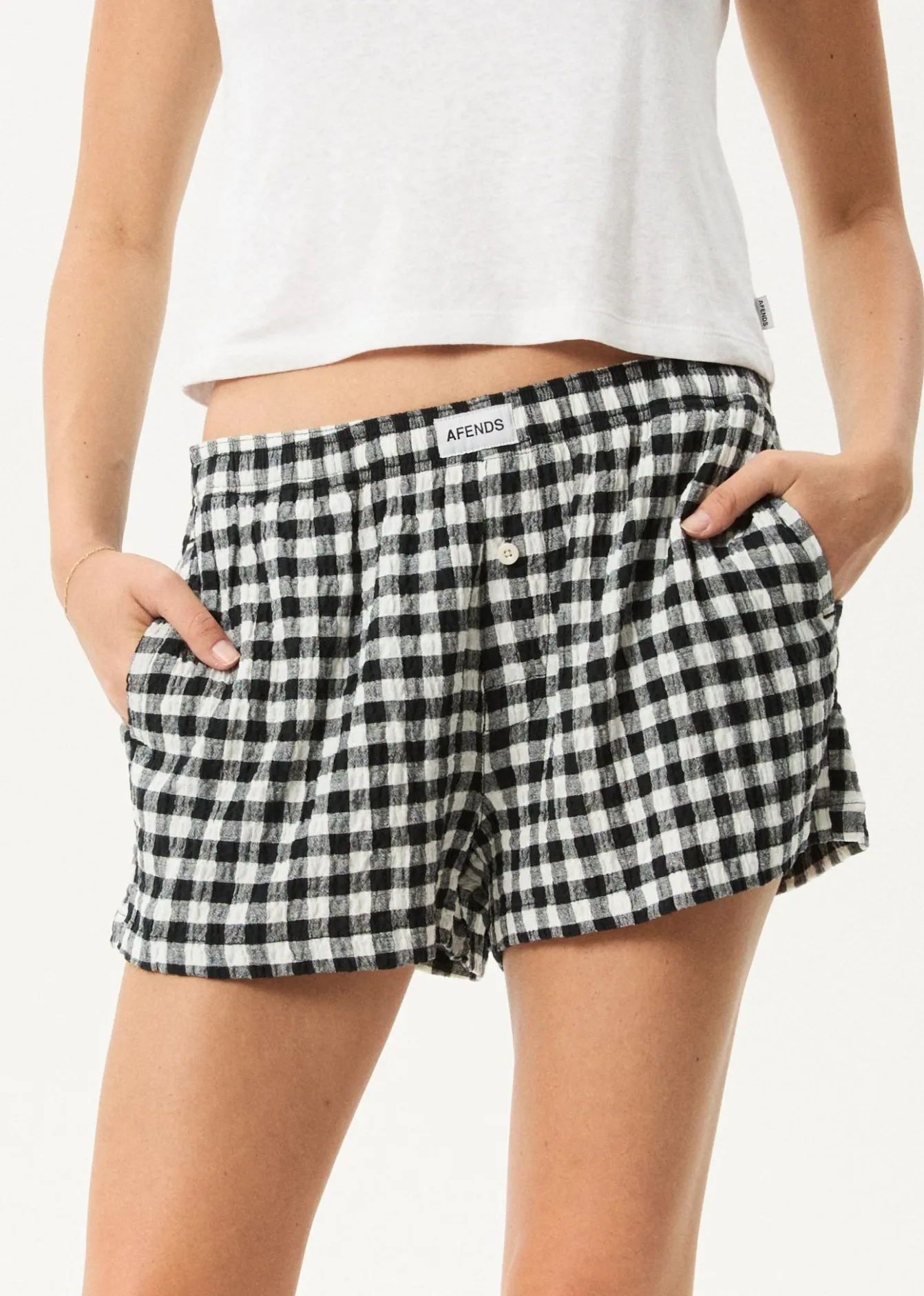 Sets & Co-Ords|Shorts<Afends Rowan - Seersucker Boxer Short Black / White