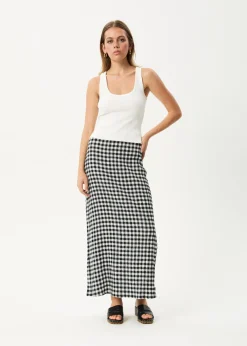 Sets & Co-Ords|Skirts<Afends Rowan  - Seersucker Maxi Skirt Black / White