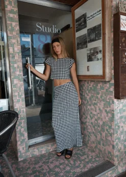 Sets & Co-Ords|Skirts<Afends Rowan  - Seersucker Maxi Skirt Black / White