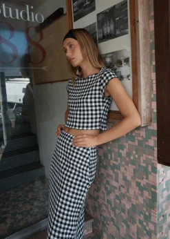 Sets & Co-Ords|Skirts<Afends Rowan  - Seersucker Maxi Skirt Black / White