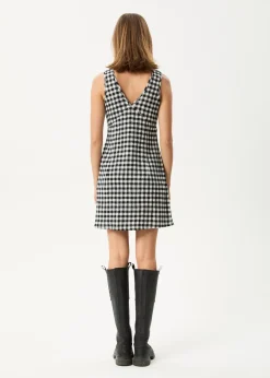 Dresses<Afends Rowan  - Seersucker Mini Dress Black / White
