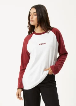Long Sleeve|Essentials<Afends Ryan  -  Oversized Long Sleeve Raglan Tee Burgundy