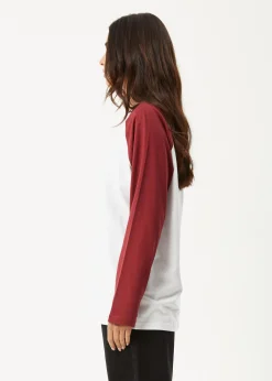 Long Sleeve|Essentials<Afends Ryan  -  Oversized Long Sleeve Raglan Tee Burgundy