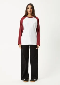 Long Sleeve|Essentials<Afends Ryan  -  Oversized Long Sleeve Raglan Tee Burgundy