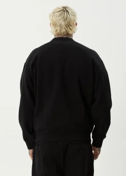 Sweaters & Hoodies<Afends Sadworld  - Crew Neck Jumper Black
