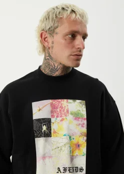 Sweaters & Hoodies<Afends Sadworld  - Crew Neck Jumper Black