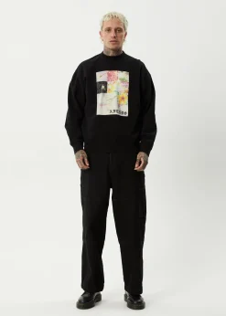Sweaters & Hoodies<Afends Sadworld  - Crew Neck Jumper Black