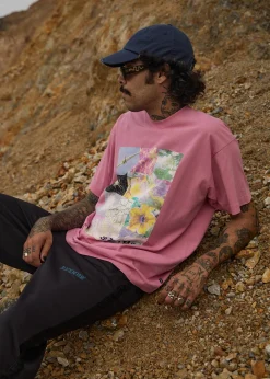 T-Shirts<Afends Sadworld  - Heavyweight Boxy Tee Washed Marrakesh