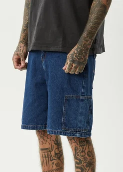 Shorts<Afends Scorched Harper  - Denim Baggy Workwear Short 22" Authentic Blue