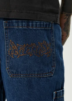 Shorts<Afends Scorched Harper  - Denim Baggy Workwear Short 22" Authentic Blue