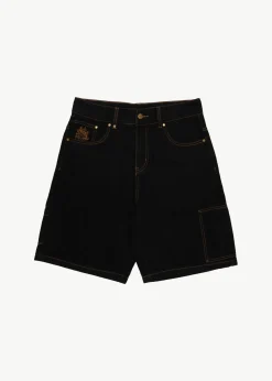 Shorts<Afends Scorched Harper  - Denim Baggy Workwear Short 22" Washed Black