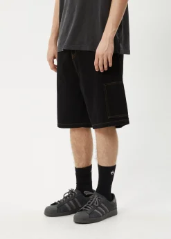 Shorts<Afends Scorched Harper  - Denim Baggy Workwear Short 22" Washed Black