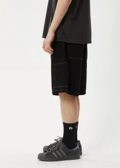 Shorts<Afends Scorched Harper  - Denim Baggy Workwear Short 22" Washed Black