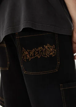Shorts<Afends Scorched Harper  - Denim Baggy Workwear Short 22" Washed Black