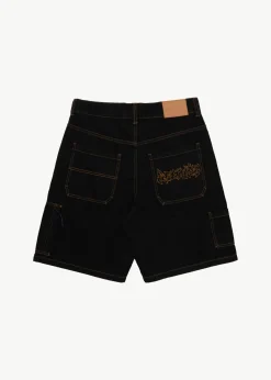 Shorts<Afends Scorched Harper  - Denim Baggy Workwear Short 22" Washed Black