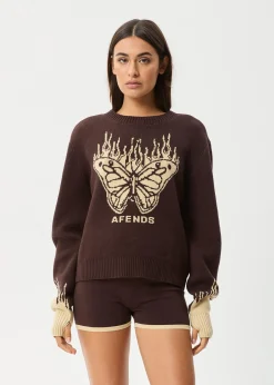 Sets & Co-Ords|Outerwear<Afends Set Fire  - Knit Jumper Coffee