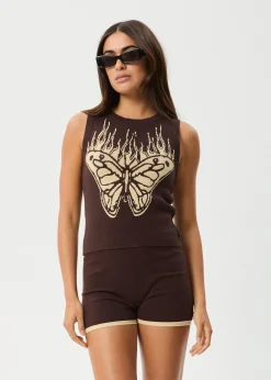 Sets & Co-Ords|Sleeveless<Afends Set Fire  - Knit Tank Coffee
