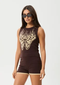 Sets & Co-Ords|Sleeveless<Afends Set Fire  - Knit Tank Coffee