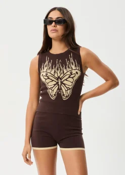 Sets & Co-Ords|Sleeveless<Afends Set Fire  - Knit Tank Coffee