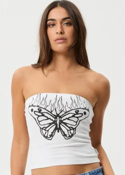 Sleeveless<Afends Set Fire  - Rib Tube Top White