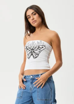 Sleeveless<Afends Set Fire  - Rib Tube Top White