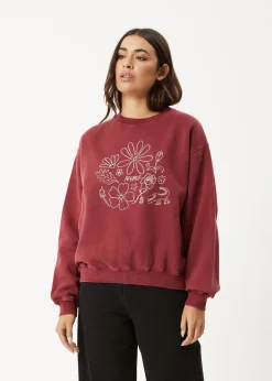 Outerwear<Afends Shapes  -  Crew Neck Jumper Washed Burgundy