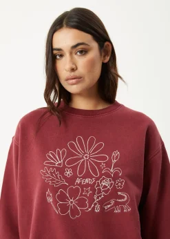 Outerwear<Afends Shapes  -  Crew Neck Jumper Washed Burgundy