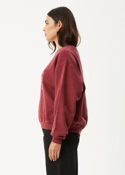 Outerwear<Afends Shapes  -  Crew Neck Jumper Washed Burgundy