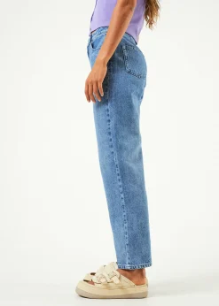 Jeans<Afends Shelby  - Denim Wide Leg Jean Long Worn Blue