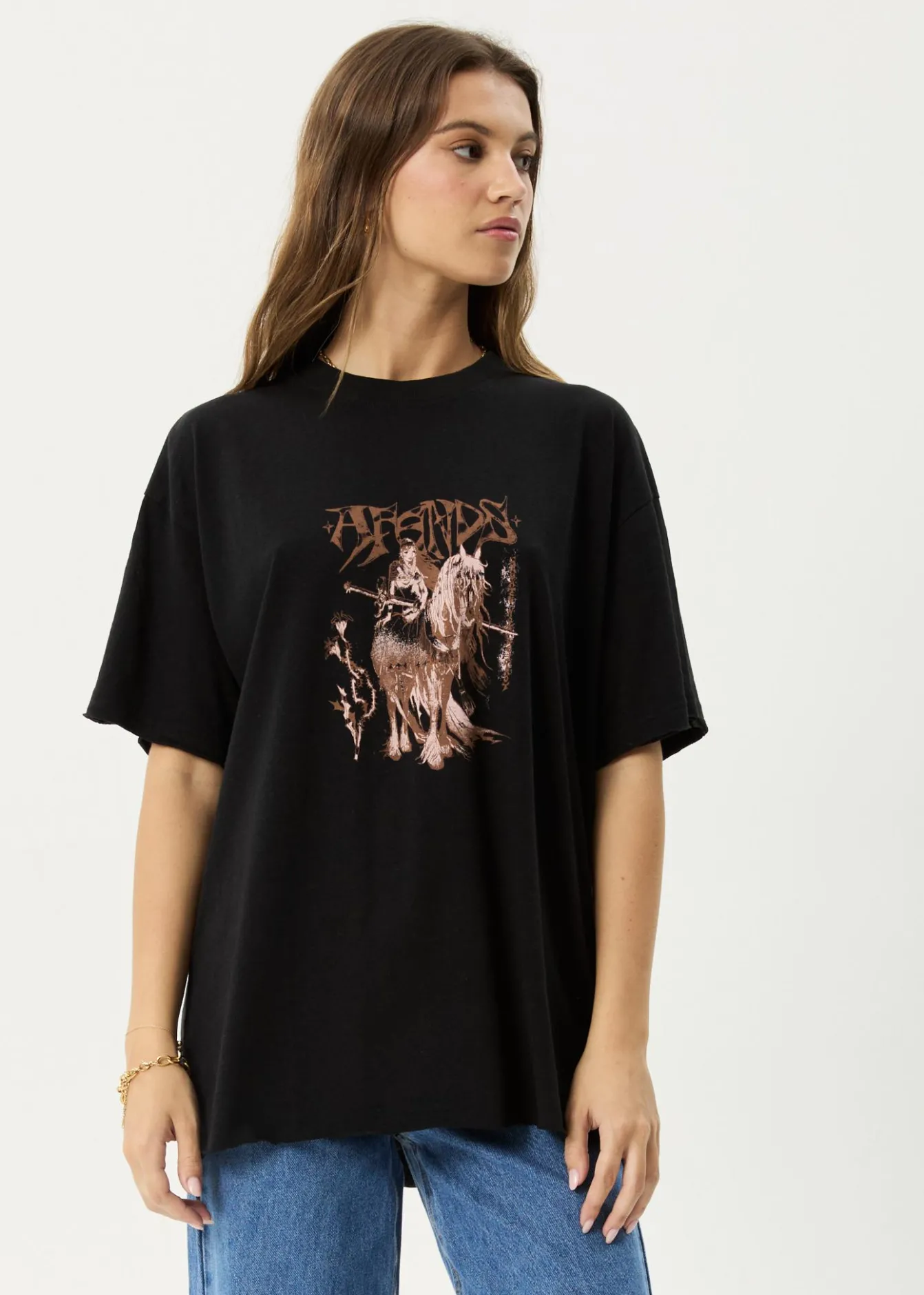 Tees & Shirts<Afends Shield Maiden - Oversized Tee Black