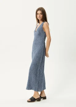 Dresses<Afends Shipwreck  - Seersucker Maxi Dress Marlin